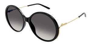 Chloé CHLOE CH0171S | Damen-Sonnenbrille | Rund | Fassung: Kunststoff Schwarz | Glasfarbe: Grau