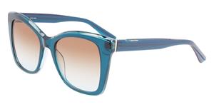CALVIN KLEIN CK22530S | Damen-Sonnenbrille | Butterfly | Fassung: Kunststoff Grün | Glasfarbe: Braun