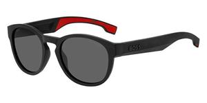 BOSS 1452/S | Herren-Sonnenbrille | Panto | Fassung: Kunststoff Schwarz | Glasfarbe: Grau