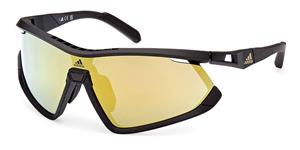 ADIDAS SP0055 | Unisex-Sonnenbrille | Monoscheibe | Fassung: Kunststoff Schwarz | Glasfarbe: Gelb