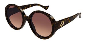 GUCCI GG1256S | Damen-Sonnenbrille | Rund | Fassung: Kunststoff Havanna | Glasfarbe: Rot