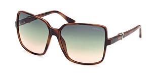 GUESS GU7812 | Damen-Sonnenbrille | Eckig | Fassung: Kunststoff Havanna | Glasfarbe: Grün / Orange