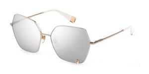 FURLA FULSFU599 | Damen-Sonnenbrille | Butterfly | Fassung: Kunststoff Weiß | Glasfarbe: Grau