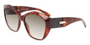 LONGCHAMP LO712S | Damen-Sonnenbrille | Butterfly | Fassung: Kunststoff Havanna | Glasfarbe: Grün