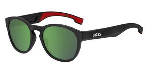 BOSS 1452/S | Herren-Sonnenbrille | Panto | Fassung: Kunststoff Schwarz | Glasfarbe: Grün