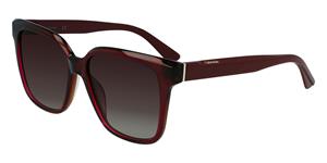 CALVIN KLEIN CK21530S | Damen-Sonnenbrille | Eckig | Fassung: Kunststoff Rot | Glasfarbe: Braun