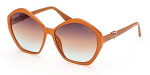 GUESS GU7813 | Damen-Sonnenbrille | Butterfly | Fassung: Kunststoff Kupferfarben | Glasfarbe: Grau / Orange