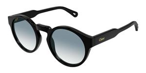 Chloé CHLOE CH0158S | Damen-Sonnenbrille | Panto | Fassung: Kunststoff Schwarz | Glasfarbe: Grau / Blau