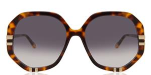 Chloé CHLOE CH0105S | Damen-Sonnenbrille | Mehreckig | Fassung: Kunststoff Havanna | Glasfarbe: Grau