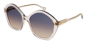 Chloé CHLOE CH0082S | Damen-Sonnenbrille | Mehreckig | Fassung: Kunststoff Rosa | Glasfarbe: Blau / Gelb