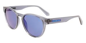 CALVIN KLEIN CKJ22609S | Unisex-Sonnenbrille | Panto | Fassung: Kunststoff Grau | Glasfarbe: Grau / Blau