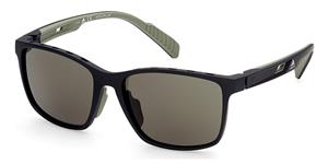 ADIDAS SP0035 | Herren-Sonnenbrille | Eckig | Fassung: Kunststoff Schwarz | Glasfarbe: Grün / Grau