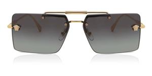VERSACE VE2245 | Damen-Sonnenbrille | Eckig | Fassung: Kunststoff Goldfarben | Glasfarbe: Grau