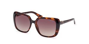 GUESS GU7863 | Damen-Sonnenbrille | Eckig | Fassung: Kunststoff Havanna | Glasfarbe: Braun