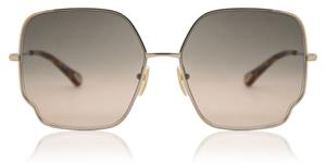Chloé CHLOE CH0092S | Damen-Sonnenbrille | Eckig | Fassung: Kunststoff Goldfarben | Glasfarbe: Grau / Orange