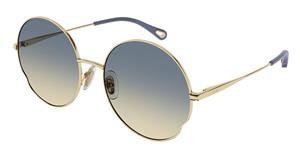 Chloé CHLOE CH0095S | Damen-Sonnenbrille | Oval | Fassung: Kunststoff Goldfarben | Glasfarbe: Grau / Gelb