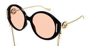 GUCCI GG1202S | Damen-Sonnenbrille | Rund | Fassung: Kunststoff Schwarz | Glasfarbe: Rosa