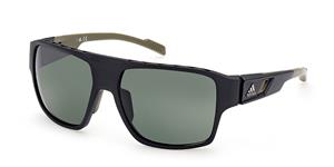 ADIDAS SP0046 | Herren-Sonnenbrille | Eckig | Fassung: Kunststoff Schwarz | Glasfarbe: Grün