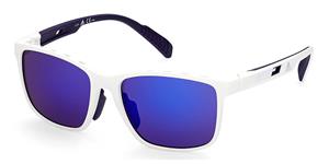 ADIDAS SP0035 | Herren-Sonnenbrille | Eckig | Fassung: Kunststoff Weiß | Glasfarbe: Grau / Grün / Blau