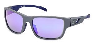 ADIDAS SP0069 | Unisex-Sonnenbrille | Eckig | Fassung: Kunststoff Grau | Glasfarbe: Blau