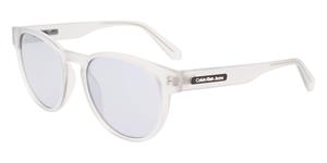 CALVIN KLEIN CKJ22609S | Unisex-Sonnenbrille | Panto | Fassung: Kunststoff Grau | Glasfarbe: Grau