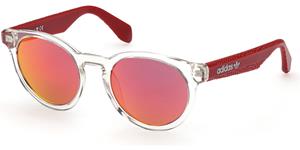 ADIDAS OR0056 | Unisex-Sonnenbrille | Panto | Fassung: Kunststoff Transparent | Glasfarbe: Rot