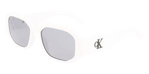 CALVIN KLEIN CKJ22633S | Unisex-Sonnenbrille | Eckig | Fassung: Kunststoff Weiß | Glasfarbe: Grau