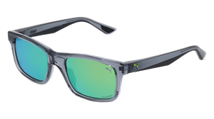 PUMA PU0402S | Herren-Sonnenbrille | Eckig | Fassung: Kunststoff Grau | Glasfarbe: Grün