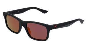 PUMA PU0402S | Herren-Sonnenbrille | Eckig | Fassung: Kunststoff Schwarz | Glasfarbe: Rot