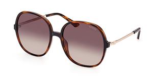 GUESS GU7844 | Damen-Sonnenbrille | Rund | Fassung: Kunststoff Havanna | Glasfarbe: Braun
