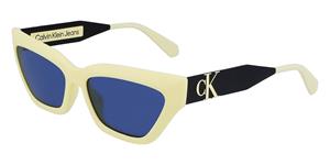 CALVIN KLEIN CKJ22640S | Damen-Sonnenbrille | Butterfly | Fassung: Kunststoff Gelb | Glasfarbe: Blau