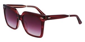 CALVIN KLEIN CK22534S | Damen-Sonnenbrille | Eckig | Fassung: Kunststoff Rot | Glasfarbe: Rosa