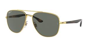RAY-BAN RB 3683 | Unisex-Sonnenbrille | Eckig | Fassung: Mineral Goldfarben | Glasfarbe: Grün / Grau