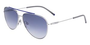 ZEISS ZS22107S | Unisex-Sonnenbrille | Pilot | Fassung: Kunststoff Silberfarben | Glasfarbe: Blau