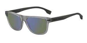 BOSS 1322/S | Herren-Sonnenbrille | Eckig | Fassung: Kunststoff Grau | Glasfarbe: Grün