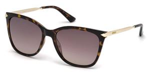 GUESS GU7483 | Damen-Sonnenbrille | Eckig | Fassung: Kunststoff Havanna | Glasfarbe: Braun