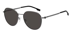 BOSS 1471/F/SK | Herren-Sonnenbrille | Panto | Fassung: Kunststoff Grau | Glasfarbe: Grau