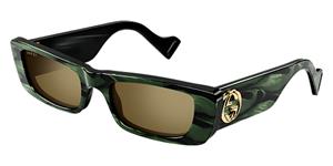 GUCCI GG0516S | Damen-Sonnenbrille | Eckig | Fassung: Kunststoff Grün | Glasfarbe: Braun