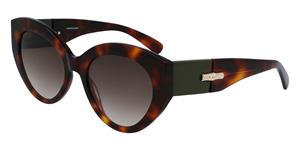 LONGCHAMP LO722S | Damen-Sonnenbrille | Butterfly | Fassung: Kunststoff Havanna | Glasfarbe: Grün