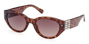 GUESS GU8241 | Damen-Sonnenbrille | Oval | Fassung: Kunststoff Havanna | Glasfarbe: Braun