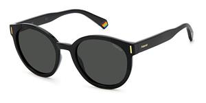 POLAROID PLD 6185/S | Damen-Sonnenbrille | Rund | Fassung: Kunststoff Schwarz | Glasfarbe: Grau