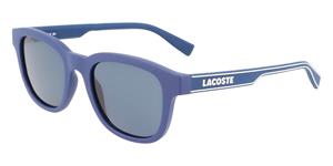Lacoste Unisex Sonnenbrille mit eckigem Kunststoffrahmen - MATTE BLUE 