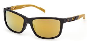 ADIDAS SP0047 | Herren-Sonnenbrille | Eckig | Fassung: Kunststoff Schwarz | Glasfarbe: Braun / Goldfarben