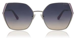 GUESS GU7843 | Damen-Sonnenbrille | Butterfly | Fassung: Kunststoff Silberfarben | Glasfarbe: Blau