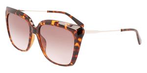 CALVIN KLEIN CKJ22601S | Damen-Sonnenbrille | Butterfly | Fassung: Kunststoff Havanna | Glasfarbe: Braun