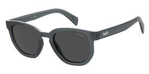 LEVIS LV 1022/S | Unisex-Sonnenbrille | Panto | Fassung: Kunststoff Blau | Glasfarbe: Grau