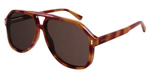 GUCCI GG1042S | Herren-Sonnenbrille | Pilot | Fassung: Kunststoff Havanna | Glasfarbe: Braun