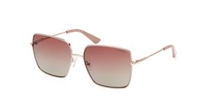 GUESS GU7866 | Damen-Sonnenbrille | Eckig | Fassung: Kunststoff Goldfarben | Glasfarbe: Braun