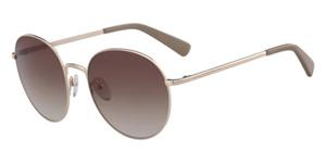 LONGCHAMP LO101S | Damen-Sonnenbrille | Rund | Fassung: Kunststoff Goldfarben | Glasfarbe: Braun