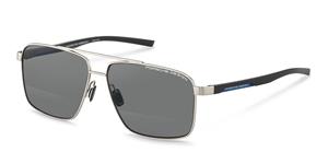 PORSCHE DESIGN 8944 | Herren-Sonnenbrille | Eckig | Fassung: Kunststoff Silberfarben | Glasfarbe: Grau